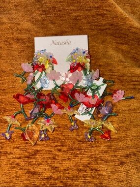 Natasha Couture Multicolor Floral Statement Earrings - Pink, Red, Yellow, Purple